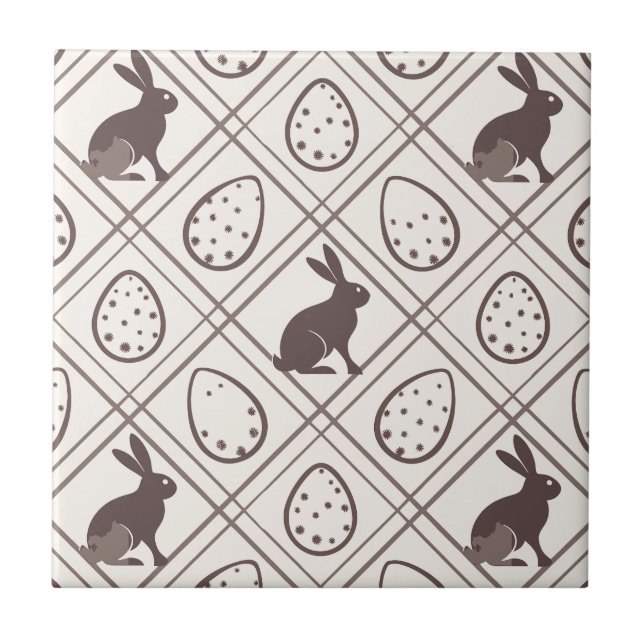 Azulejo Pascua de cuadros marrones   (Frente)