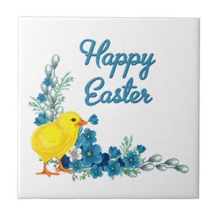 Azulejo Pascua feliz con un niño pequeño