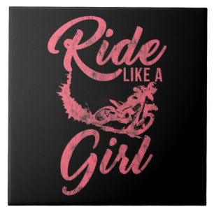 Azulejo Paseo Como Un Regalo Funny De Motocicleta Chica
