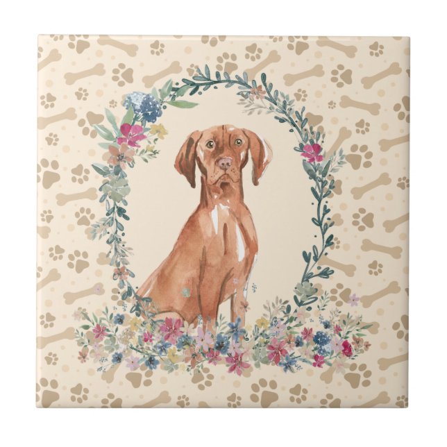 Azulejo Pasta de perro de Vizsla húngara Imprimir café flo (Frente)