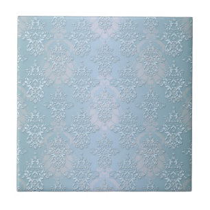 Azulejo Pastel Baby Blue Damask