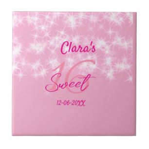 Azulejo Pastel bebé rosa dulce 16 cumpleaños agregar nombr