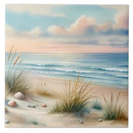 Azulejo Pastel Coastal Dunes Watercolor