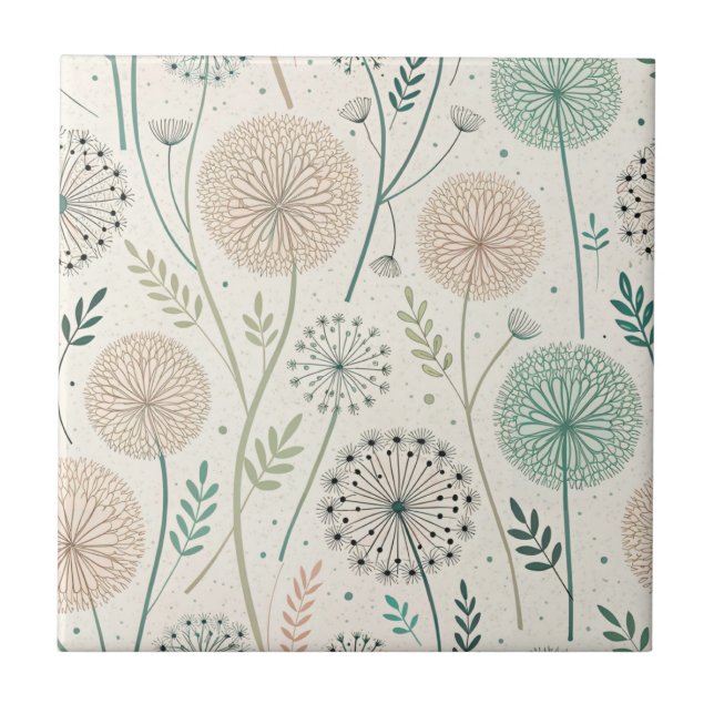 Azulejo Pastel Dandelion Dreams - Floral caprichosa (2) (Frente)