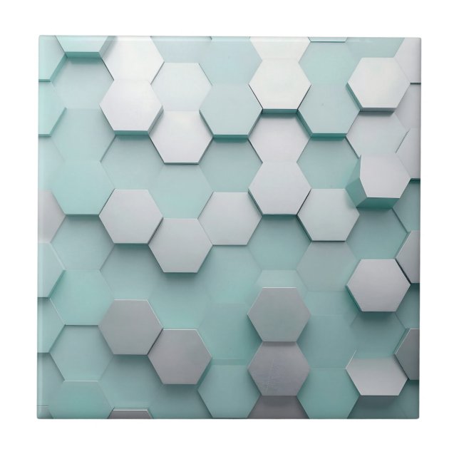 Azulejo Pastel de menta Hexágono Mosaico 3D (Frente)