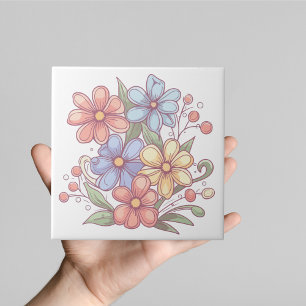 Azulejo Pastel Garden Blooms Cerámica Tile
