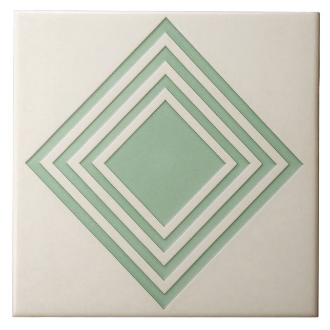 Azulejo Pastel Green and Off White Deco Ceramic tile (Frente)