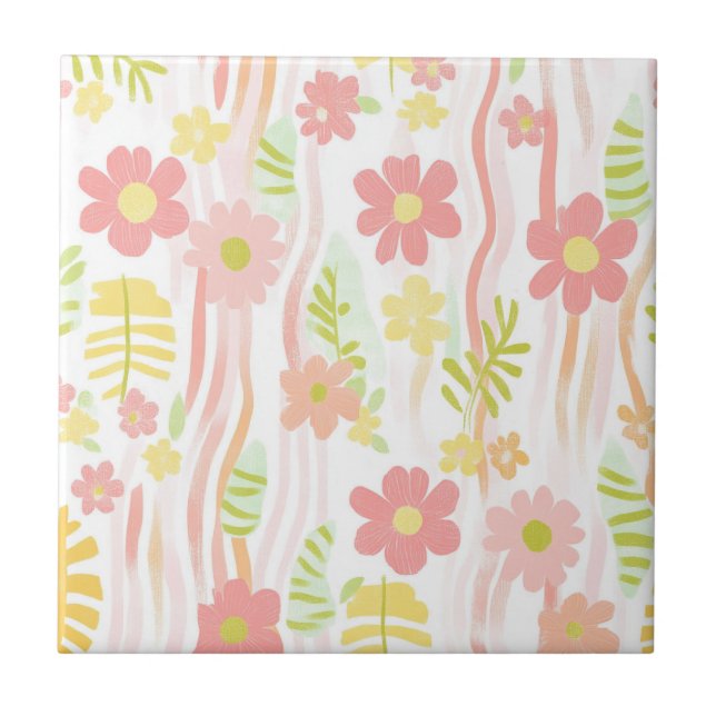 Azulejo Pastel Retro Floral (3) (Frente)