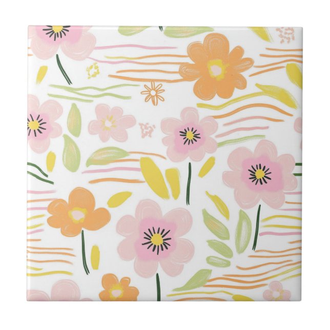 Azulejo Pastel Retro Floral (7) (Frente)