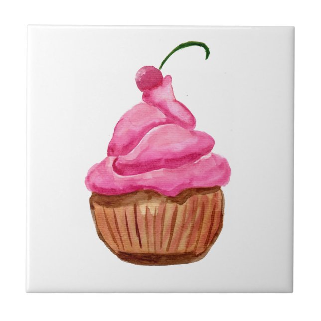 Azulejo Pastel rosa con cereza (Frente)