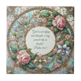 Azulejo Pastel Rosa Jardín Personalizable Versos de la Bib