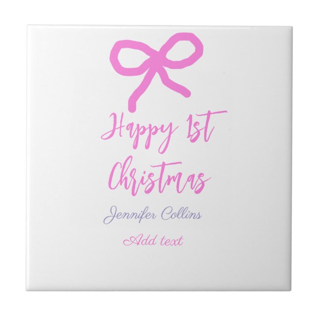 Azulejo Pastel rosa morado feliz primer Navidades doblar n (Frente)