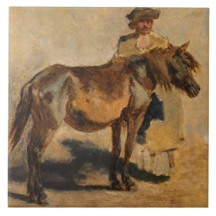 Azulejo Pastor con caballo (arte equino)