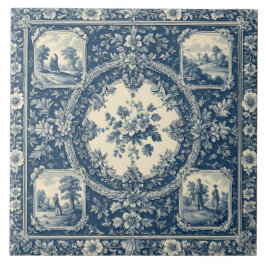 Azulejo Pastoral Country Rural Folks French Toile Heritage