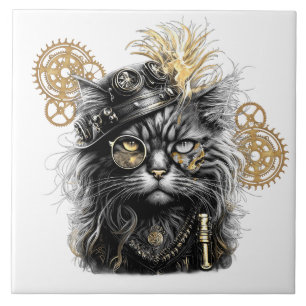 Azulejo Patas descaradas El gato funky steampunk