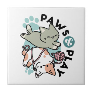 Azulejo Patas y diversión – Adorable ilustración de gato