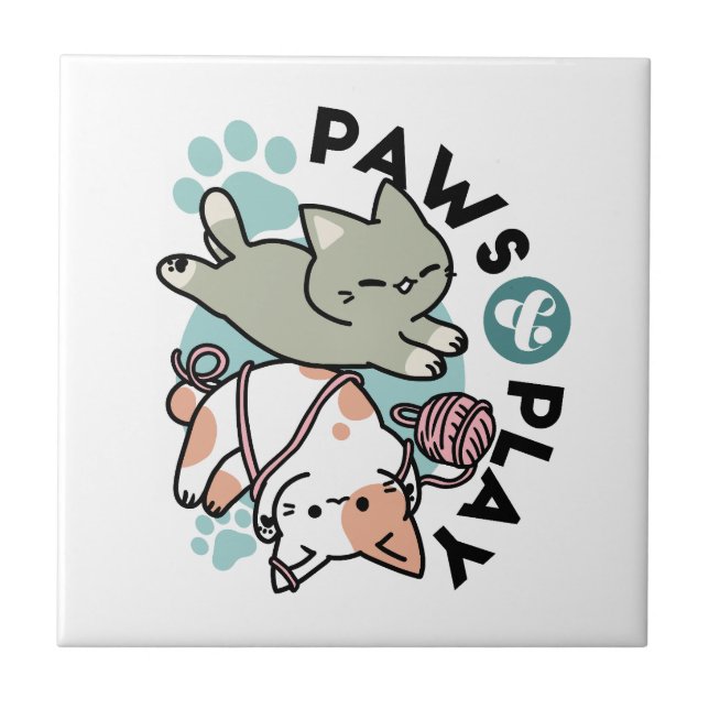 Azulejo Patas y diversión – Adorable ilustración de gato (Frente)
