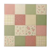 Patchwork verde rosa Quilt Rustic Farmhouse Floral