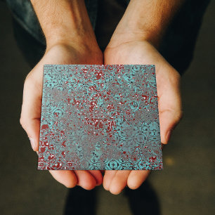 Azulejo Pátina de cobre oxidado Damasco texturizado de cem