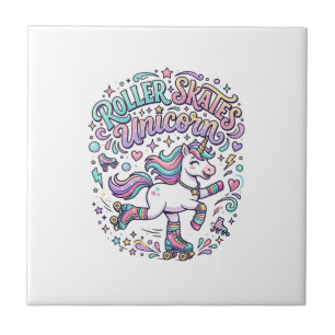 Azulejo Patines Unicornio Gráficos de Estilo Retro de Unic