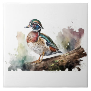 Azulejo Pato de madera sobre fondo sólido blanco en un reg