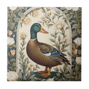 Azulejo Pato Real Elegante Inspirado en William Morris