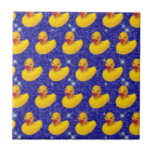 Azulejo Patos de goma divertidos granja de patitos amarill