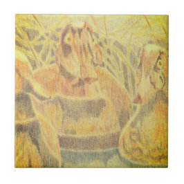 Azulejo Patos de madera sobre el agua