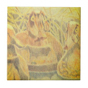 Azulejo Patos de madera sobre el agua