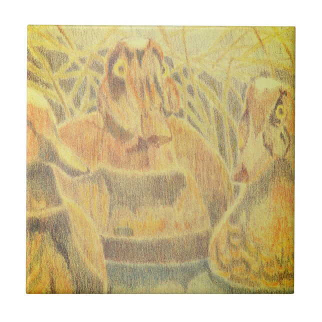 Azulejo Patos de madera sobre el agua (Frente)