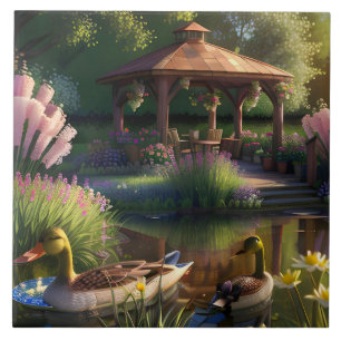 Azulejo Patos en el estanque