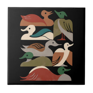 Azulejo Patos En Una Fila (Negro)