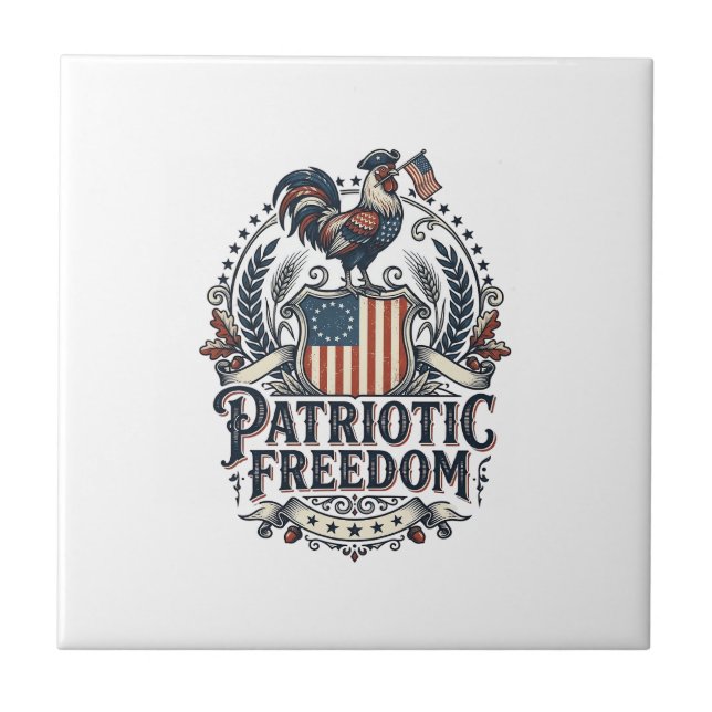 Azulejo Patriotic Chicken Keeper Vector Graphic Tee_1 (Frente)
