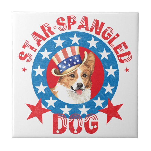 Azulejo Patriotic Pembroke Welsh Corgi (Frente)