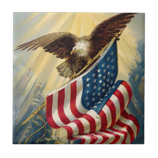 Azulejo Patriotismo Vintage, Bandera Americana del Águila