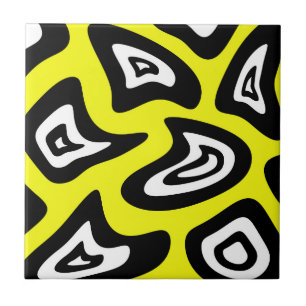 Azulejo Patrón abstracto - amarillo, negro y blanco.