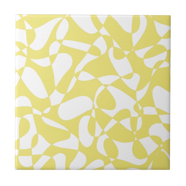 Azulejo Patrón abstracto - amarillo y blanco. (Frente)