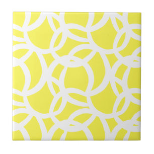 Azulejo Patrón abstracto blanco y amarillo limón moderno