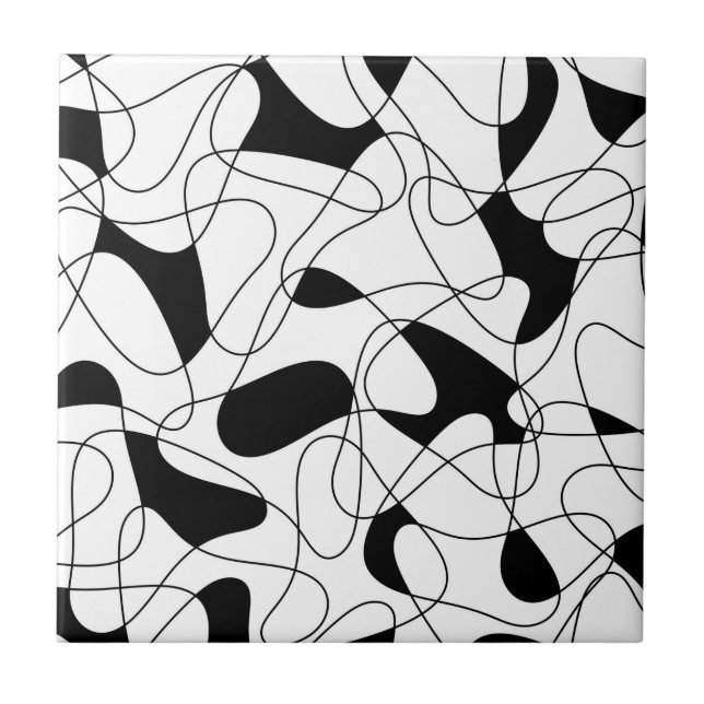 Azulejo Patrón abstracto - blanco y negro. (Frente)