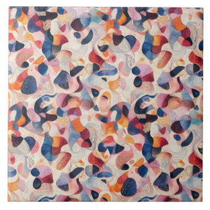 Azulejo Patrón abstracto de acuarela orgánica de coral nav