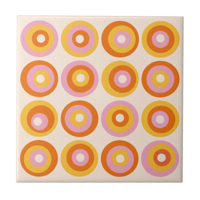 Azulejo Patrón abstracto de círculos naranjas de mediados  (Frente)