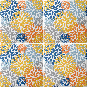 Azulejo Patrón abstracto de colores brillantes florales de