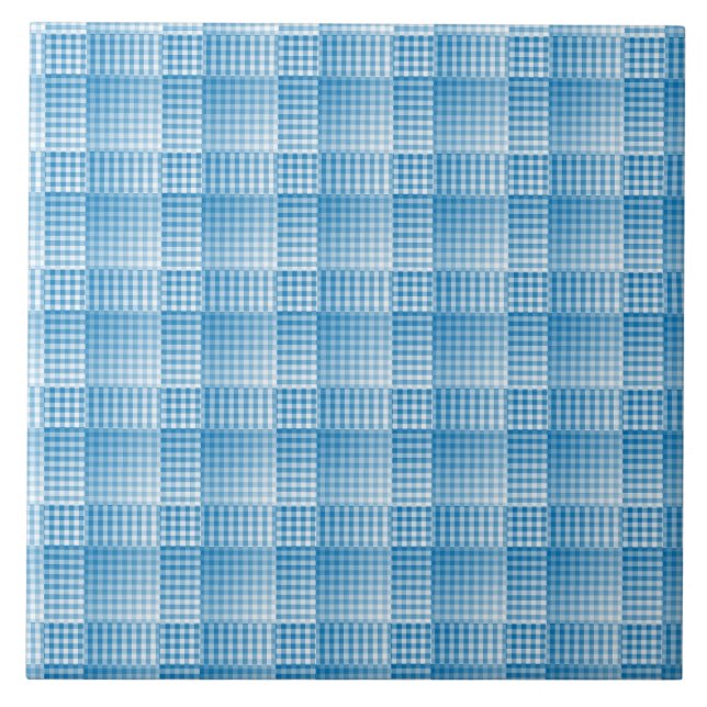 Azulejo Patrón abstracto de cuadros azules y blancos (Frente)