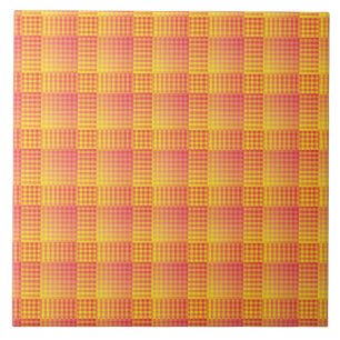 Azulejo Patrón abstracto de cuadros rojos y amarillos