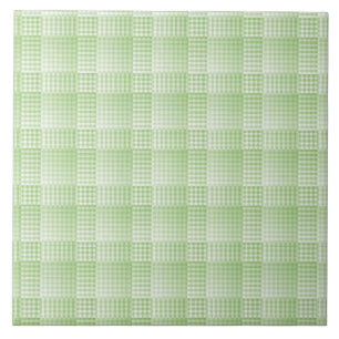 Azulejo Patrón abstracto de cuadros verdes y blancos