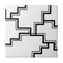 Azulejo Patrón abstracto de escalera en negro y blanco