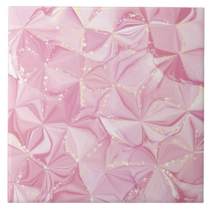 Azulejo Patrón abstracto de geoda de oro mármol rosa