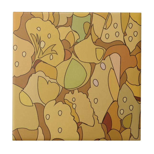 Azulejo Patrón abstracto de hojas de Ginkgo (Frente)