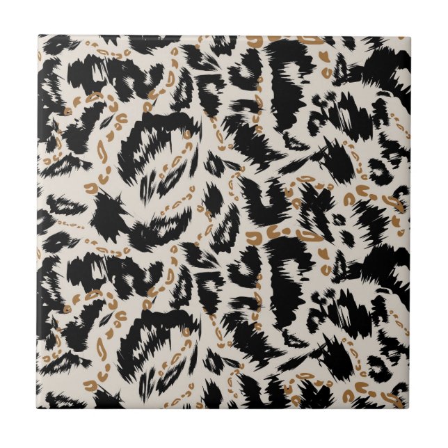 Azulejo Patrón abstracto de leopardo bohemio africano  (Frente)