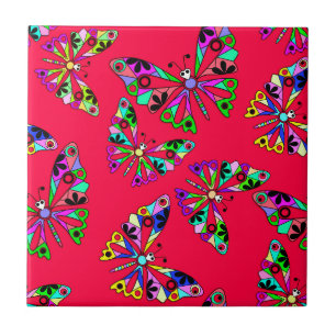 Azulejo Patrón abstracto de mariposa de dibujos animados s